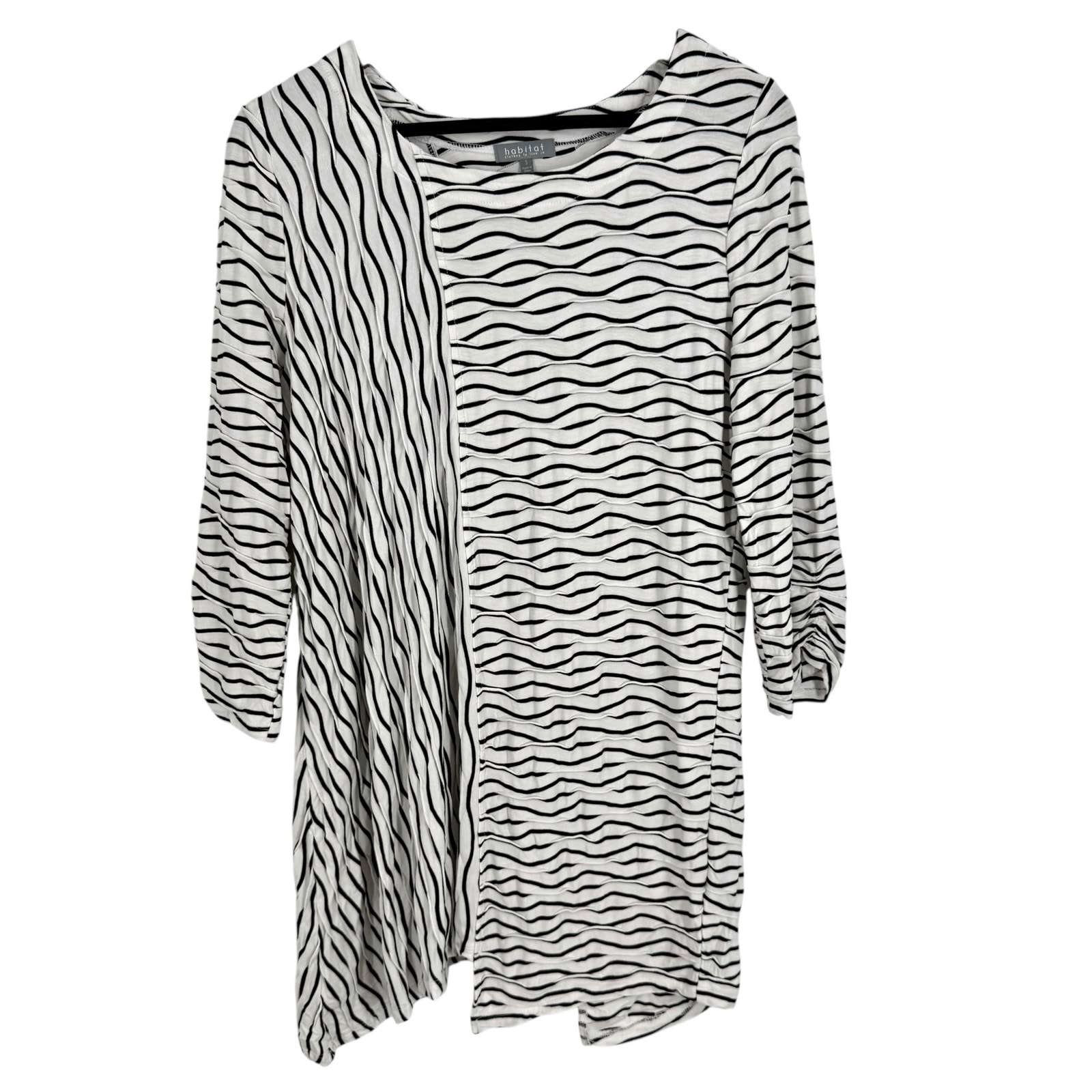 Habitat Sz Small Black White Stretchy Wearable Art To Wear Blouse Shirt Top